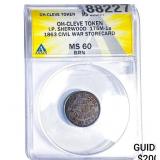 1863 Civil War Storecard  ANACS MS60 BRN