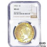 1922 Silver Peace Dollar NGC MS63