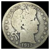 1913 Silver Barber Half Dollar NICELY  CIRCULATED