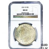 1921-D Morgan Silver Dollar NGC MS64