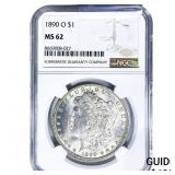 1890-O Morgan Silver Dollar NGC MS62
