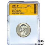 1947 Washington Silver Quarter SGS MS70
