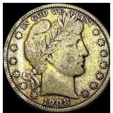 1908-O Silver Barber Half Dollar LIGHTLY  CIRCULA