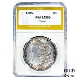 1885 Morgan Silver Dollar PGA MS65 Toned