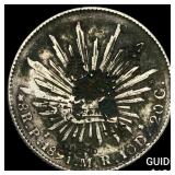 1891 Mexico Silver 1 Peso NEARLY UNCIRCULATED