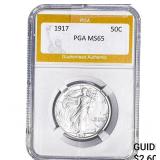 1917 Walking Liberty Half Dollar PGA MS65
