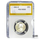 1941-D Washington Silver Quarter PGA MS66