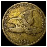1858 Copper-Nickel Flying Eagle Cent NEARLY UNCIRC