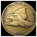 1858 Copper-Nickel Flying Eagle Cent NEARLY UNCIRC