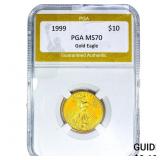 1999 Gold $10 American Eagle PGA MS70