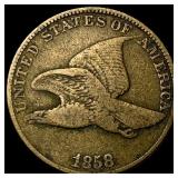 1858 Copper-Nickel Flying Eagle Cent NEARLY UNCIRC