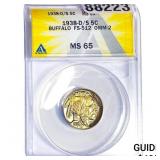 1938-D/S Buffalo Nickel ANACS MS65