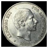 1885 Philippines Silver 50 Centavos