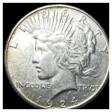 1924-S Silver Peace Dollar CHOICE AU