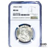 1953-S Washington Silver Half Dollar NGC MS66