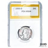 1935-D Washington Silver Quarter PGA MS64