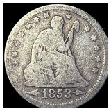 1853 Arrows/Rays Seated Liberty Quarter  NICELY C