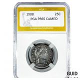 1908 Barber Quarter PGA PR65 Cameo