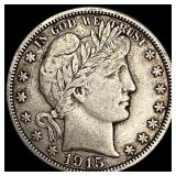1915-S Silver Barber Half Dollar NEARLY  UNCIRCUL