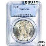 1934-D Silver Peace Dollar PCGS MS63