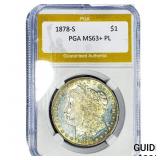 1878-S Morgan Silver Dollar PGA MS63+ PL