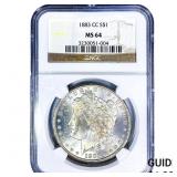 1883-CC Morgan Silver Dollar NGC MS64
