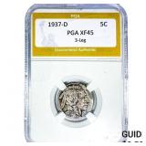 1937-D Buffalo Nickel PGA XF45 3-Leg