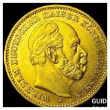 1887A Prussia .2305oz Gold 20 Mark KM 505