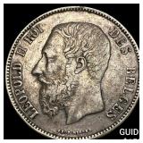 1870 Belgium Silver 5 Francs UNCIRCULATED