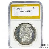 1878-S Morgan Silver Dollar PGA MS64 PL