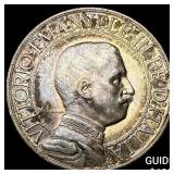 1908 Italy Silver 2 Lire Key Date CHOICE AU