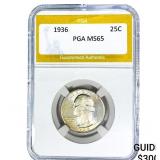 1936 Washington Silver Quarter PGA MS65
