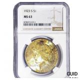 1923-S Silver Peace Dollar NGC MS63
