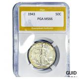 1943 Walking Liberty Half Dollar PGA MS66