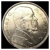 1928 Czechoslovakia Silver 10 Korun UNCIRCULATED