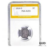 1914-D Wheat Cent PGA AU55