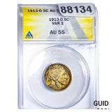 1913-D Buffalo Nickel ANACS AU55 VAR 1