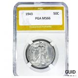 1943 Walking Liberty Half Dollar PGA MS66