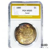 1880 Morgan Silver Dollar PGA MS65 Toned