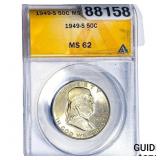 1949-S Franklin Half Dollar ANACS MS62