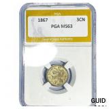 1867 Nickel Three Cent PGA MS63