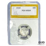 1918 Mercury Silver Dime PGA MS64