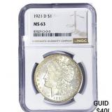 1921-D Morgan Silver Dollar NGC MS63