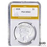 1928 Silver Peace Dollar PGA MS62