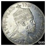 1897 Ethiopia .7537oz Silver Birr CLOSELY UNCIRCUL