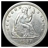 1857 Silver Seated Liberty Quarter CLOSELY  UNCIR
