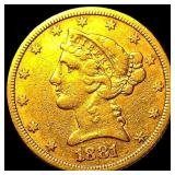 1881 Liberty Head Half Eagle $5 Gold CLOSELY  UNC