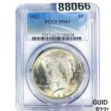 1922 Morgan Silver Dollar PCGS MS63