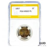 1857 Flying Eagle Cent PGA MS63 PL