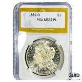 1882-O Morgan Silver Dollar PGA MS64 PL